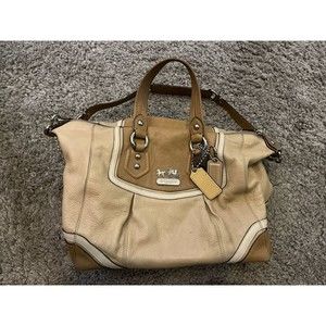 Classic Coach Purse taupe brown Genuine Leather Vintage Style L0971-14624